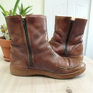 Vintage BATES Floaters Boots 9.5 M Brown‎ Leather Boots Wool Lining